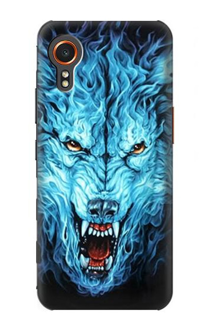 W0752 Blue Fire Grim Wolf Hard Case and Leather Flip Case For Samsung Galaxy Xcover7