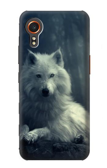 W1516 White Wolf Hard Case and Leather Flip Case For Samsung Galaxy Xcover7