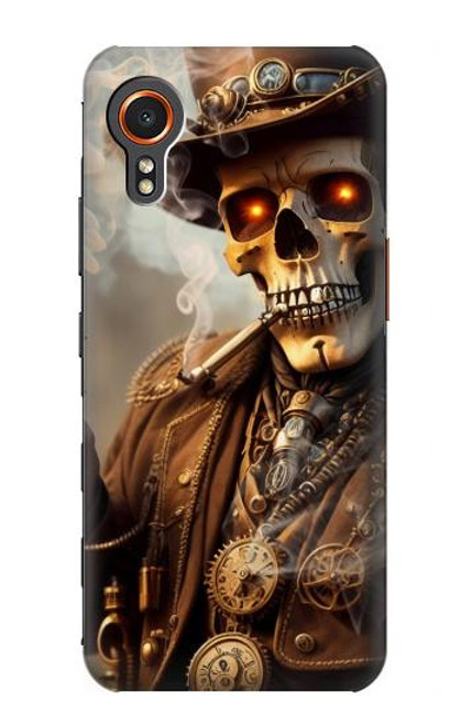 W3949 Steampunk Skull Smoking Hard Case and Leather Flip Case For Samsung Galaxy Xcover7