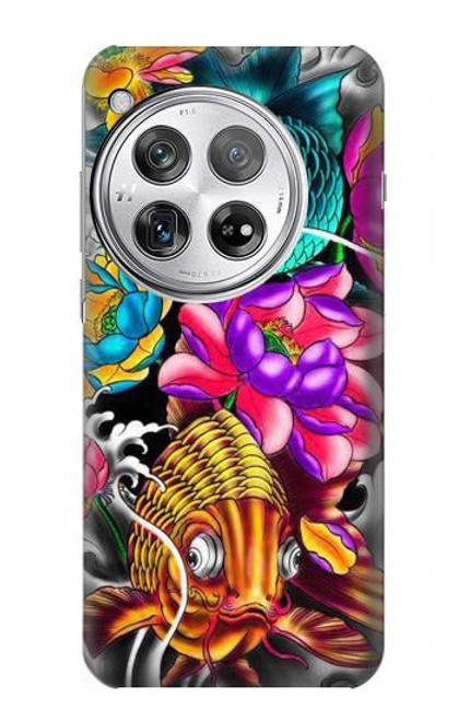 W1630 Fish Japanese Oriental Tattoo Hard Case and Leather Flip Case For OnePlus 12