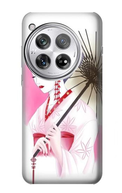 W2579 Japanese Traditional Geisha Kimono Hard Case and Leather Flip Case For OnePlus 12