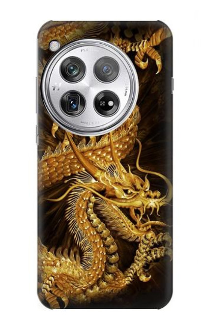 W2804 Chinese Gold Dragon Printed Hard Case and Leather Flip Case For OnePlus 12