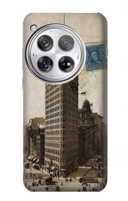 W2832 New York 1903 Flatiron Building Postcard Hard Case and Leather Flip Case For OnePlus 12