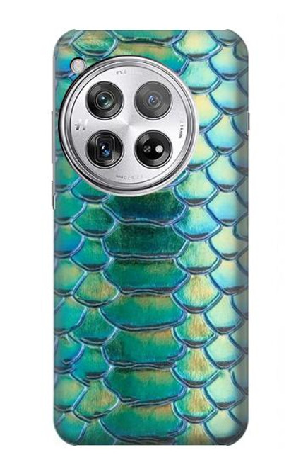 W3414 Green Snake Scale Graphic Print Hard Case and Leather Flip Case For OnePlus 12