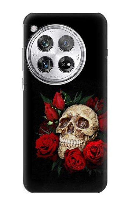 W3753 Dark Gothic Goth Skull Roses Hard Case and Leather Flip Case For OnePlus 12