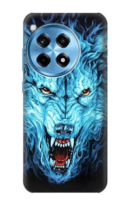 W0752 Blue Fire Grim Wolf Hard Case and Leather Flip Case For OnePlus 12R