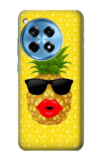 W2443 Funny Pineapple Sunglasses Kiss Hard Case and Leather Flip Case For OnePlus 12R