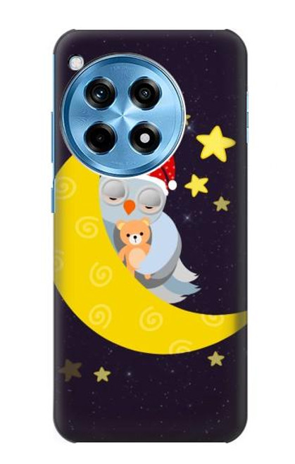 W2849 Cute Sleepy Owl Moon Night Hard Case and Leather Flip Case For OnePlus 12R