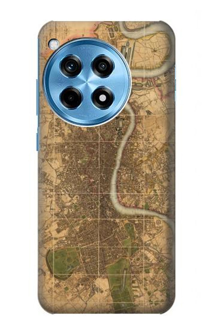 W3230 Vintage Map of London Hard Case and Leather Flip Case For OnePlus 12R