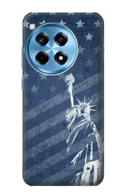 W3450 US Flag Liberty Statue Hard Case and Leather Flip Case For OnePlus 12R