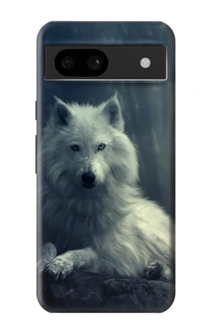 W1516 White Wolf Hard Case and Leather Flip Case For Google Pixel 8a