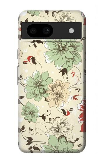 W2179 Flower Floral Vintage Art Pattern Hard Case and Leather Flip Case For Google Pixel 8a