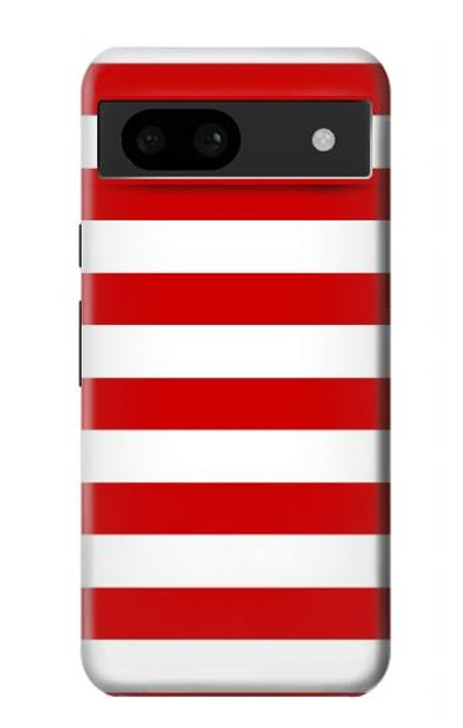 W2364 Red and White Striped Hard Case and Leather Flip Case For Google Pixel 8a