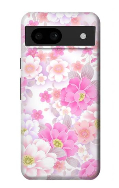 W3036 Pink Sweet Flower Flora Hard Case and Leather Flip Case For Google Pixel 8a