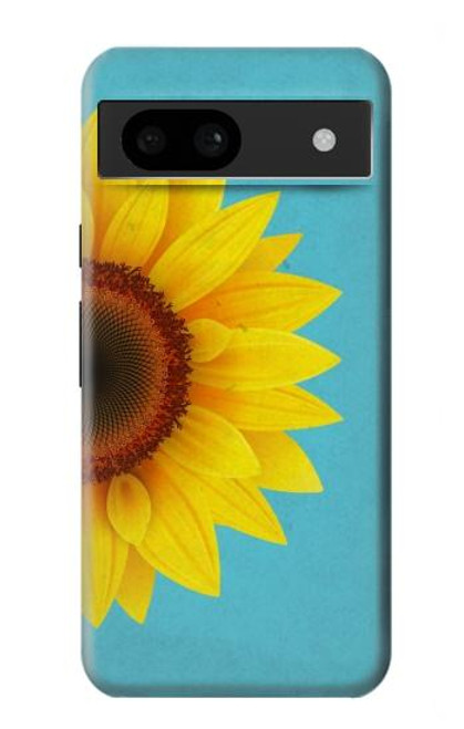 W3039 Vintage Sunflower Blue Hard Case and Leather Flip Case For Google Pixel 8a