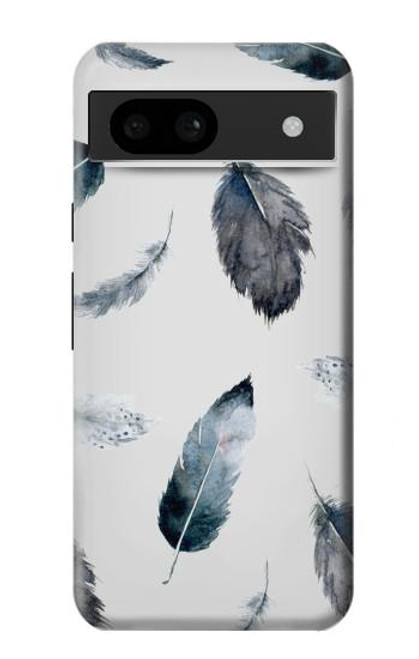 W3085 Feather Paint Pattern Hard Case and Leather Flip Case For Google Pixel 8a