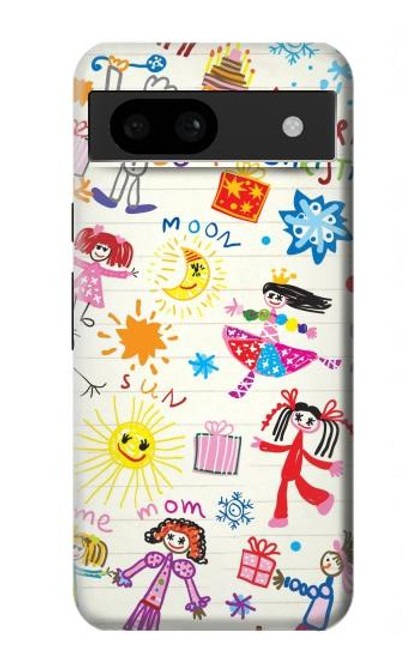 W3280 Kids Drawing Hard Case and Leather Flip Case For Google Pixel 8a