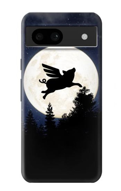 W3289 Flying Pig Full Moon Night Hard Case and Leather Flip Case For Google Pixel 8a