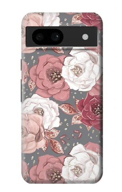 W3716 Rose Floral Pattern Hard Case and Leather Flip Case For Google Pixel 8a