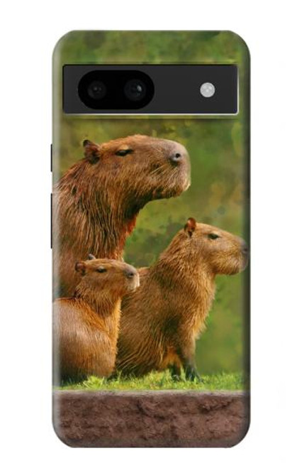 W3917 Capybara Family Giant Guinea Pig Hard Case and Leather Flip Case For Google Pixel 8a