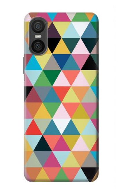 W3049 Triangles Vibrant Colors Hard Case and Leather Flip Case For Sony Xperia 10 VI