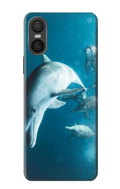 W3878 Dolphin Hard Case and Leather Flip Case For Sony Xperia 10 VI