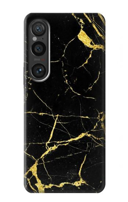 W2896 Gold Marble Graphic Printed Hard Case and Leather Flip Case For Sony Xperia 1 VI