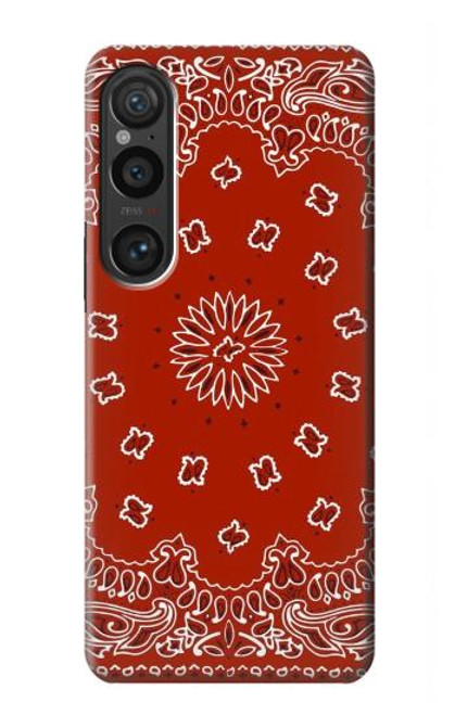 W3355 Bandana Red Pattern Hard Case and Leather Flip Case For Sony Xperia 1 VI