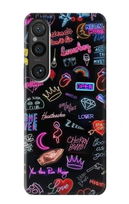 W3433 Vintage Neon Graphic Hard Case and Leather Flip Case For Sony Xperia 1 VI