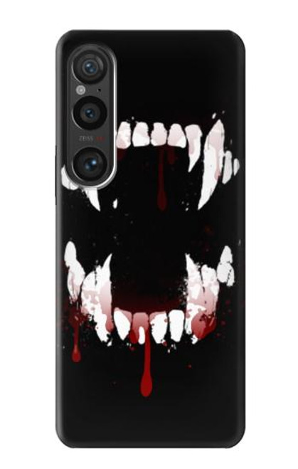 W3527 Vampire Teeth Bloodstain Hard Case and Leather Flip Case For Sony Xperia 1 VI