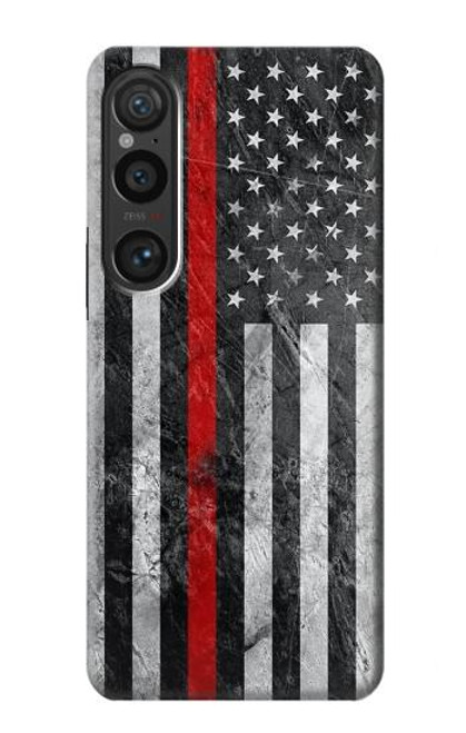 W3687 Firefighter Thin Red Line American Flag Hard Case and Leather Flip Case For Sony Xperia 1 VI