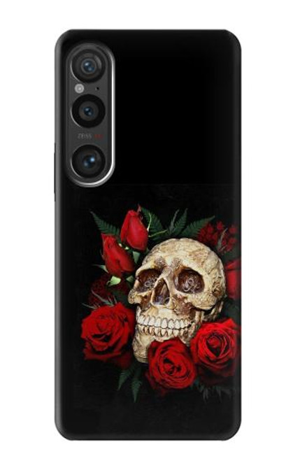 W3753 Dark Gothic Goth Skull Roses Hard Case and Leather Flip Case For Sony Xperia 1 VI