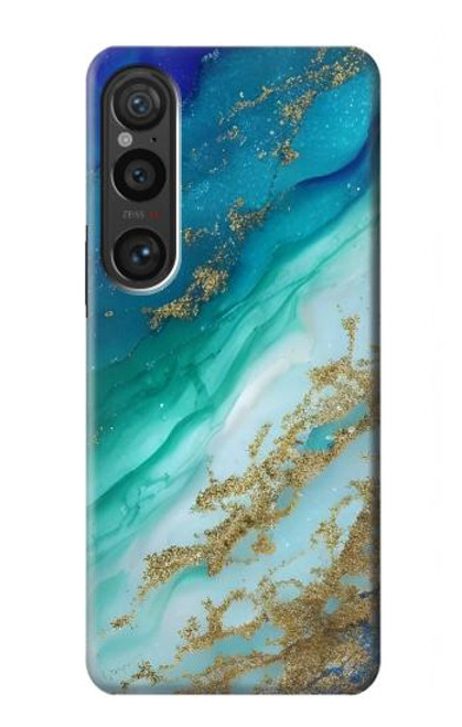 W3920 Abstract Ocean Blue Color Mixed Emerald Hard Case and Leather Flip Case For Sony Xperia 1 VI