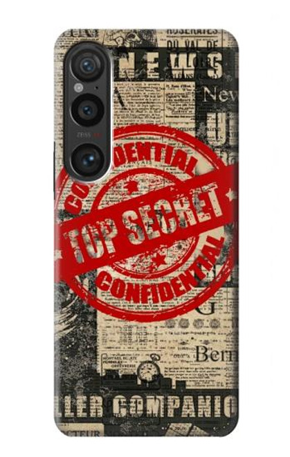 W3937 Text Top Secret Art Vintage Hard Case and Leather Flip Case For Sony Xperia 1 VI