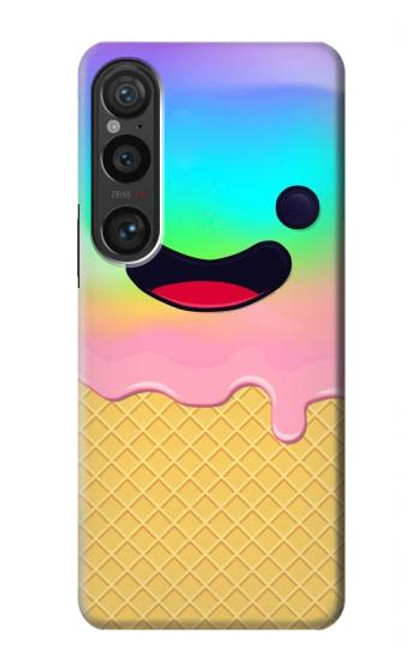 W3939 Ice Cream Cute Smile Hard Case and Leather Flip Case For Sony Xperia 1 VI