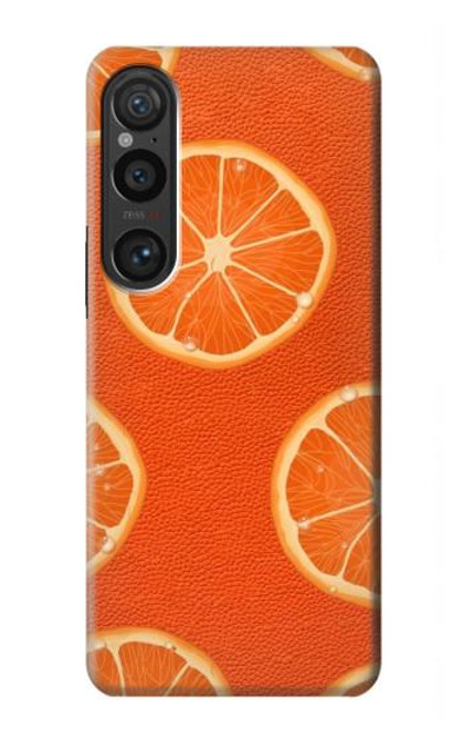 W3946 Seamless Orange Pattern Hard Case and Leather Flip Case For Sony Xperia 1 VI