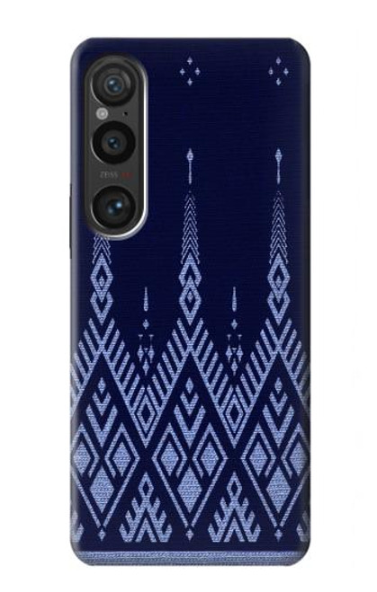 W3950 Textile Thai Blue Pattern Hard Case and Leather Flip Case For Sony Xperia 1 VI