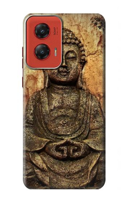 W0344 Buddha Rock Carving Hard Case and Leather Flip Case For Motorola Moto G Stylus 5G (2024)