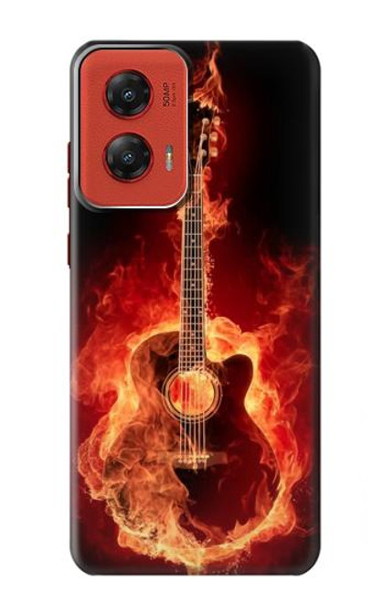 W0415 Fire Guitar Burn Hard Case and Leather Flip Case For Motorola Moto G Stylus 5G (2024)