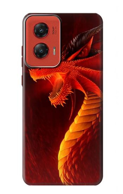 W0526 Red Dragon Hard Case and Leather Flip Case For Motorola Moto G Stylus 5G (2024)