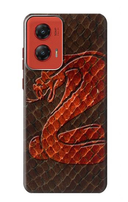 W0663 Cobra Snake Skin Hard Case and Leather Flip Case For Motorola Moto G Stylus 5G (2024)