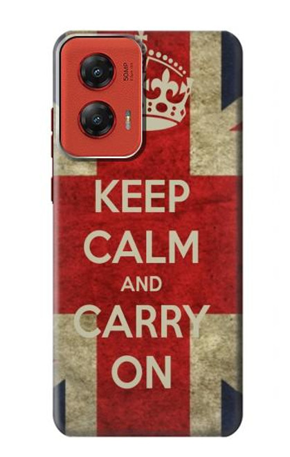 W0674 Keep Calm and Carry On Hard Case and Leather Flip Case For Motorola Moto G Stylus 5G (2024)