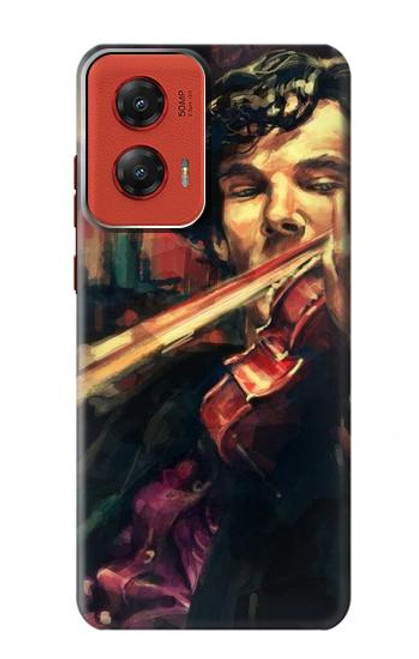 W0723 Violin Art Paint Hard Case and Leather Flip Case For Motorola Moto G Stylus 5G (2024)