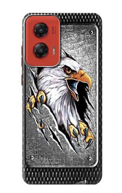 W0855 Eagle Metal Hard Case and Leather Flip Case For Motorola Moto G Stylus 5G (2024)