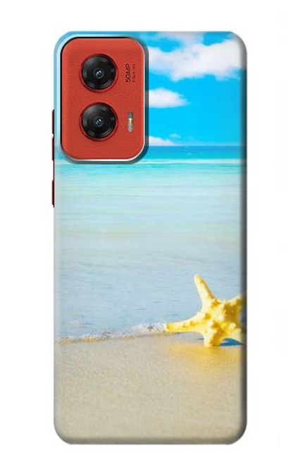 W0911 Relax at the Beach Hard Case and Leather Flip Case For Motorola Moto G Stylus 5G (2024)