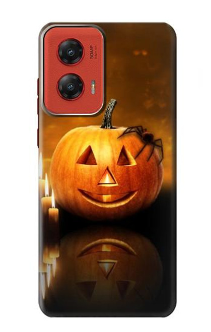 W1083 Pumpkin Spider Candles Halloween Hard Case and Leather Flip Case For Motorola Moto G Stylus 5G (2024)