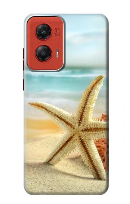 W1117 Starfish on the Beach Hard Case and Leather Flip Case For Motorola Moto G Stylus 5G (2024)