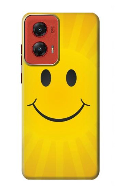 W1146 Yellow Sun Smile Hard Case and Leather Flip Case For Motorola Moto G Stylus 5G (2024)