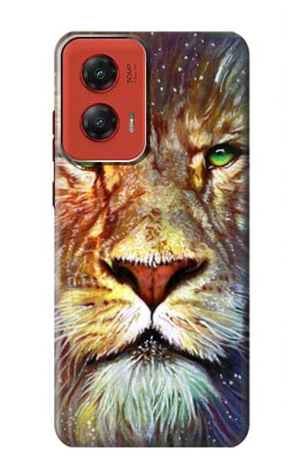 W1354 Lion Hard Case and Leather Flip Case For Motorola Moto G Stylus 5G (2024)