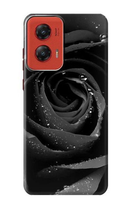 W1598 Black Rose Hard Case and Leather Flip Case For Motorola Moto G Stylus 5G (2024)